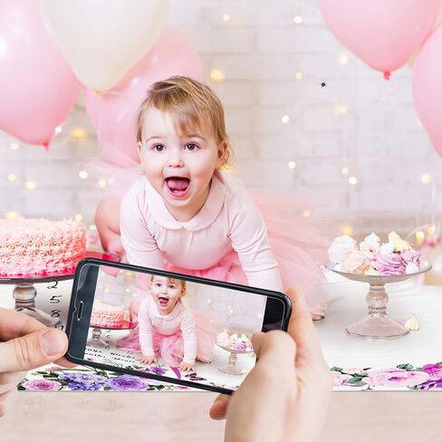 Chumia Baby Monthly Milestone Blanket Floral for Baby Girl Growth Soft 59"x39" Photo Prop 1 Month Age Pink Calendar Blanket Newborn Shower Gifts Nursery Decor with 2 Felt Wreath Frame(Pink,Flower) in Saudi Arabia