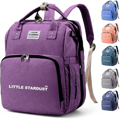 Baby Diaper Bag Backpack is a large, water-resistant lavender | purple travel diaper tote for moms and dads, featuring spacious compartments and a multi-function, easy-use design. in Saudi Arabia