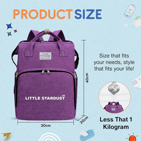 Baby Diaper Bag Backpack is a large, water-resistant lavender | purple travel diaper tote for moms and dads, featuring spacious compartments and a multi-function, easy-use design. in Saudi Arabia