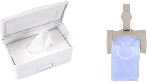 Ubbi Baby Wipes Dispenser | Baby Wipes Case | Baby Wipes Holder with Weighted Plate, Keeps Wipes Fresh and Non-Slip Rubber Feet, White (Pack of 2) in Saudi Arabia