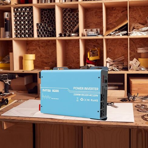 DATOUBOSS Power Inverter 2400W Pure Sine Wave Inverter 12V to 110V 120V AC Converter, 1200 Watt Power Inverters with 3 AC AC Outlets and USB & Type-C for Car, RV, Home, Truck, Off-Grid Solar in Kuwait