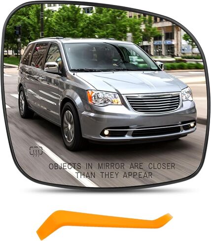 زجاج مرآة جانبية للسائق متوافق مع 2008-2016 Chrysler Town Country، 2008-2020 Dodge Grand Caravan، 2012-2015 RAM C/V، 2009-2014 VW Routan، مرآة محدبة ساخنة على الجانب الأيسر لـ 68026177AB in Saudi Arabia