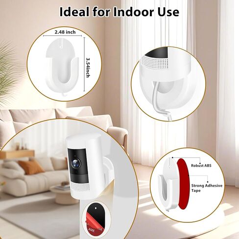 No Drill Wall Mount Compatible with Ring Stick Up Cam and Ring Indoor Cam, Strong Adhesive and No Screws Indoor Camera Mount(3Pack,White) in Kuwait