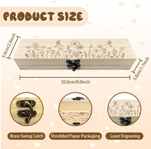 CHGCRAFT Pregnancy Test Keepsake Box Hummingbirds Wooden Pregnancy Announcement Gifts Box with Raffia Ribbon and Lock Announcement Gifts for Dad Husband, 8x2x1.2inch in Kuwait