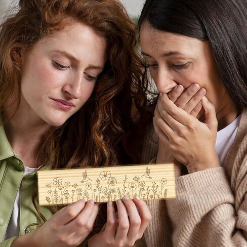 CHGCRAFT Pregnancy Test Keepsake Box Hummingbirds Wooden Pregnancy Announcement Gifts Box with Raffia Ribbon and Lock Announcement Gifts for Dad Husband, 8x2x1.2inch in Kuwait