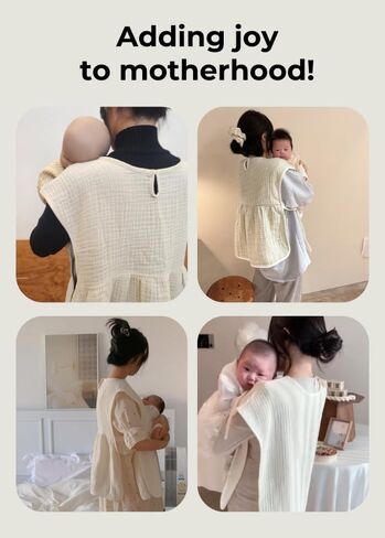 Wearable Burp Cloth for Parents – 3-Ply Premium Cotton Gauze, Breastfeeding-Friendly, Newborn Softness, Made in Korea (Signature) in Saudi Arabia
