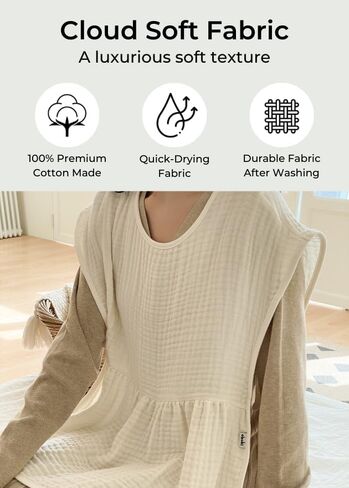 Wearable Burp Cloth for Parents – 3-Ply Premium Cotton Gauze, Breastfeeding-Friendly, Newborn Softness, Made in Korea (Signature) in Saudi Arabia