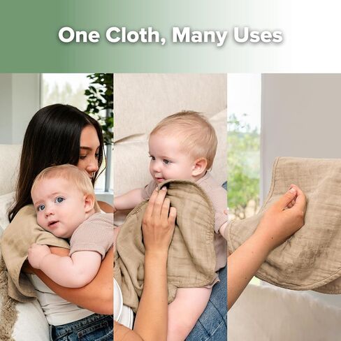 Haakaa Muslin Burp Cloths ، ملابس تجشير الأطفال للأولاد والبنات ، القطن العضوي ، كبير 22.8'x11.4 '، 2pcs in Kuwait