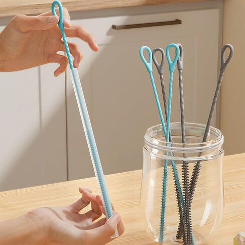 Silicone Straw Cleaner Brush for Stanley, Straw cleaner brush extra long, 6mm+9mm Wide Drinking Straws Cleaning Brush for Sippy Cup, Water Bottle and Tubes (Blue) in Saudi Arabia