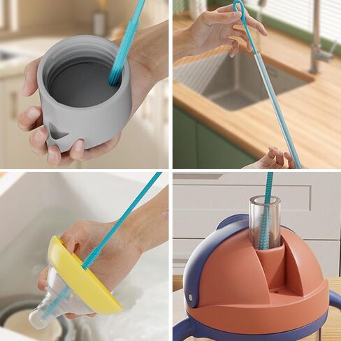 Silicone Straw Cleaner Brush for Stanley, Straw cleaner brush extra long, 6mm+9mm Wide Drinking Straws Cleaning Brush for Sippy Cup, Water Bottle and Tubes (Blue) in Saudi Arabia