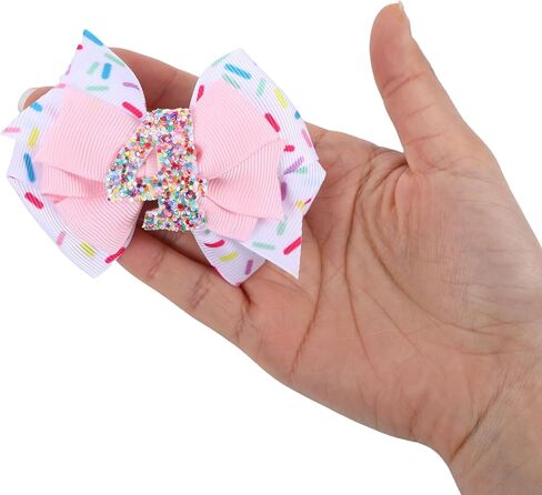 2pcs Birthday Hair Bow for Baby Girls, Sprinkle Confetti 2nd Birthday Decorations for Girl, Ice Cream Party Theme Bow Clips for Baby Girls Pink Hair Accessories, Happy 2nd Birthday Girl Hair Bow Clips in Saudi Arabia