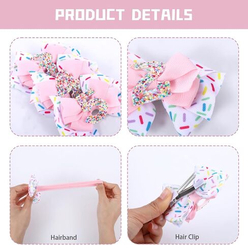 2pcs Birthday Hair Bow for Baby Girls, Sprinkle Confetti 2nd Birthday Decorations for Girl, Ice Cream Party Theme Bow Clips for Baby Girls Pink Hair Accessories, Happy 2nd Birthday Girl Hair Bow Clips in Saudi Arabia