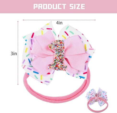 2pcs 2nd Birthday Hair Bow for Baby Girls, Sprinkle Confetti 2nd Birthday Decorations, Ice Cream Party Theme Bow Clips, Pink Hair Accessories in Saudi Arabia
