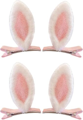 Bunny Ear Hair Clip, Baby Girls Easter Rabbit Hair Accessories Women Kids Cartoon Ear Hair Clip ZFJ64 (2 Pairs) in Saudi Arabia