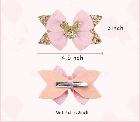 4.5 Inch Cute Mouse Ears Sequins Bows Hair Clips For Baby Girls, Toddler, Kids and Young Women Birthday Party Wedding Christmas Occasions Set of 2 (B- Coral Pink) in Kuwait