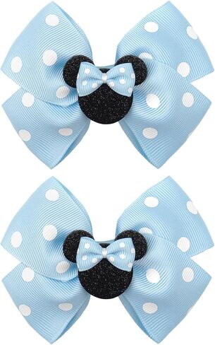 4.5 Inch Cute Mouse Ears Sequins Bows Hair Clips For Baby Girls, Toddler, Kids and Young Women Birthday Party Wedding Christmas Occasions Set of 2 (B- Coral Pink) in Kuwait