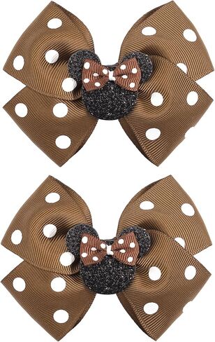 4.5 Inch Cute Mouse Ears Sequins Bows Hair Clips For Baby Girls, Toddler, Kids and Young Women Birthday Party Wedding Christmas Occasions Set of 2 (B- Coral Pink) in Kuwait