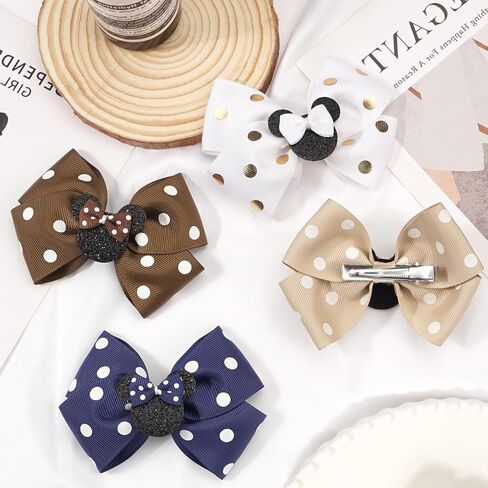 4.5 Inch Cute Mouse Ears Sequins Bows Hair Clips For Baby Girls, Toddler, Kids and Young Women Birthday Party Wedding Christmas Occasions Set of 2 (B- Coral Pink) in Kuwait