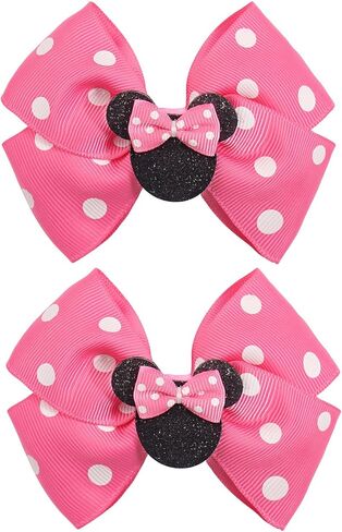 4.5 Inch Cute Mouse Ears Sequins Bows Hair Clips For Baby Girls, Toddler, Kids and Young Women Birthday Party Wedding Christmas Occasions Set of 2 (B- Coral Pink) in Kuwait