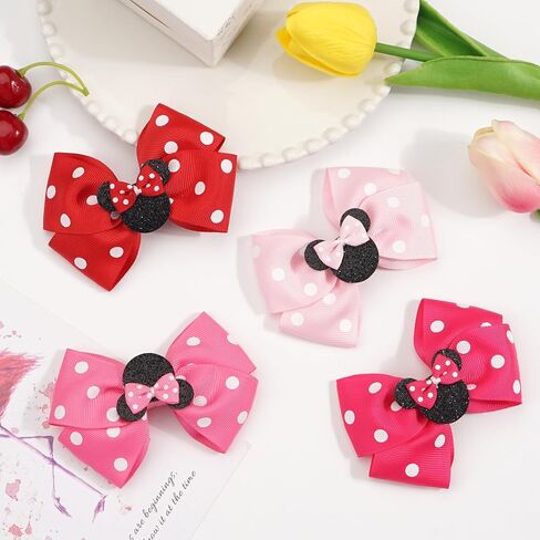 4.5 Inch Cute Mouse Ears Sequins Bows Hair Clips For Baby Girls, Toddler, Kids and Young Women Birthday Party Wedding Christmas Occasions Set of 2 (B- Coral Pink) in Kuwait