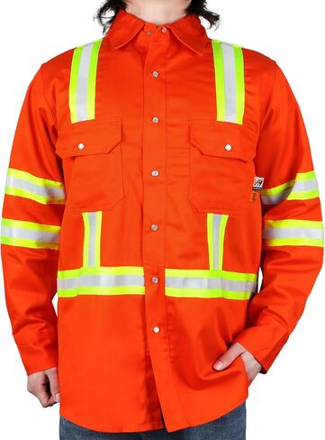 VATRENUS FR Shirts 7.5OZ High Visibility/High Vis Flame Resistant 100% Cotton Men's Pre-Washed Fire Retardant Work Shirt in Kuwait