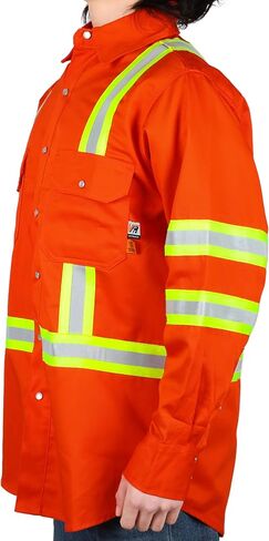 VATRENUS FR Shirts 7.5OZ High Visibility/High Vis Flame Resistant 100% Cotton Men's Pre-Washed Fire Retardant Work Shirt in Kuwait