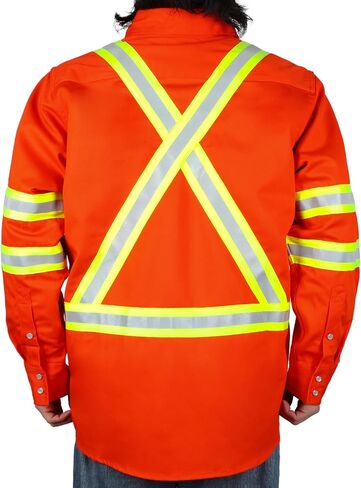 VATRENUS FR Shirts 7.5OZ High Visibility/High Vis Flame Resistant 100% Cotton Men's Pre-Washed Fire Retardant Work Shirt in Kuwait