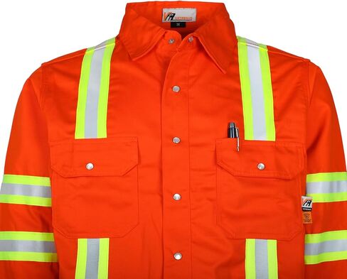VATRENUS FR Shirts 7.5OZ High Visibility/High Vis Flame Resistant 100% Cotton Men's Pre-Washed Fire Retardant Work Shirt in Kuwait