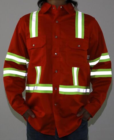 VATRENUS FR Shirts 7.5OZ High Visibility/High Vis Flame Resistant 100% Cotton Men's Pre-Washed Fire Retardant Work Shirt in Kuwait