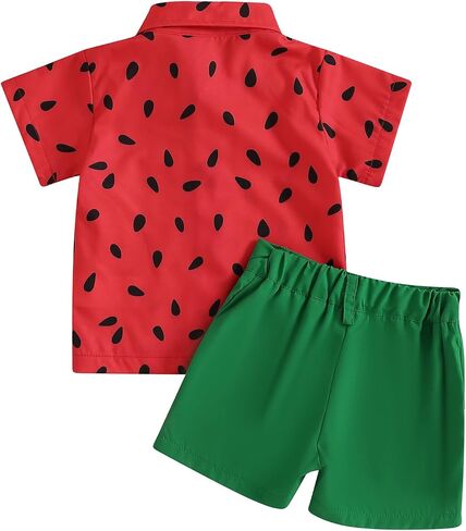 Toddler Boy Watermelon Shorts Sets Infant Baby 2Pcs Summer Outfits Button Down Short Sleeve T Shirts with Shorts Set in Saudi Arabia