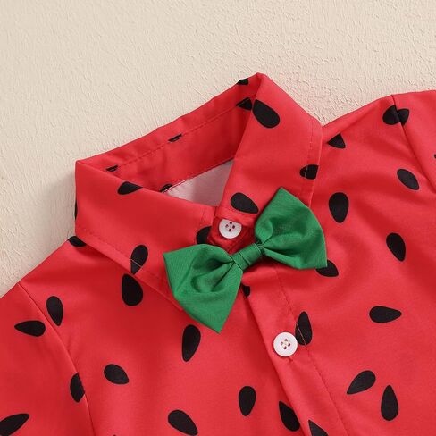 Toddler Boy Watermelon Shorts Sets Infant Baby 2Pcs Summer Outfits Button Down Short Sleeve T Shirts with Shorts Set in Saudi Arabia