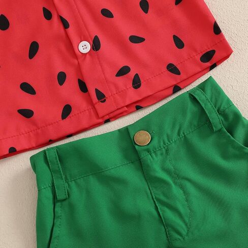 Toddler Boy Watermelon Shorts Sets Infant Baby 2Pcs Summer Outfits Button Down Short Sleeve T Shirts with Shorts Set in Saudi Arabia