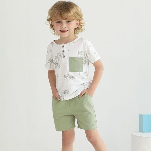 Toddler Baby Boy Summer Outfit Short Sleeve T Shirt Shorts Outfits Infant Beach Casual 2Pcs Clothes Set 1-5 Years in Kuwait