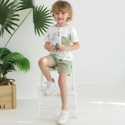 Toddler Baby Boy Summer Outfit Short Sleeve T Shirt Shorts Outfits Infant Beach Casual 2Pcs Clothes Set 1-5 Years in Kuwait