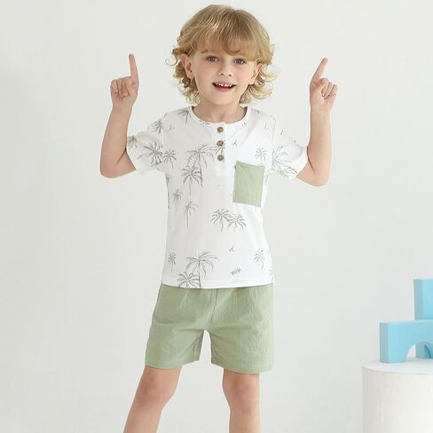 Toddler Baby Boy Summer Outfit Short Sleeve T Shirt Shorts Outfits Infant Beach Casual 2Pcs Clothes Set 1-5 Years in Kuwait