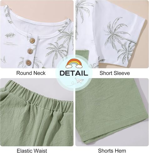 Toddler Baby Boy Summer Outfit Short Sleeve T Shirt Shorts Outfits Infant Beach Casual 2Pcs Clothes Set 1-5 Years in Kuwait