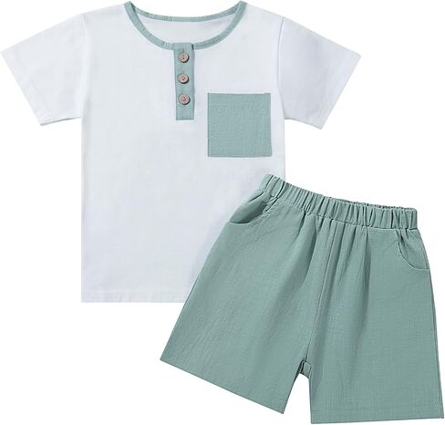 Toddler Baby Boy Summer Outfit Short Sleeve T Shirt Shorts Outfits Infant Beach Casual 2Pcs Clothes Set 1-5 Years in Kuwait