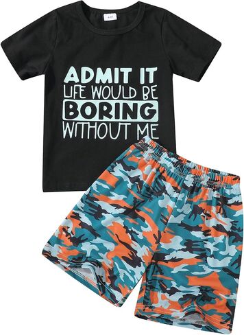Kid Toddler Baby Boys Clothes Tie-dye Palm Leaf Top 2Pcs Summer Shorts Set in Saudi Arabia
