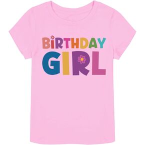 Birthday Girl Short Sleeve Crew Neck T-Shirt Letter Print Cute Spring Summer Tops 2-7t in Kuwait