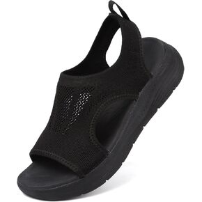 DimaiGlobal Women's Walking Sandals Arch Support Orthotic Comfort Slip-On Sport Sandals Open-Toe Platform Sandals for Plantar Fasciitis Summer Beach Casual