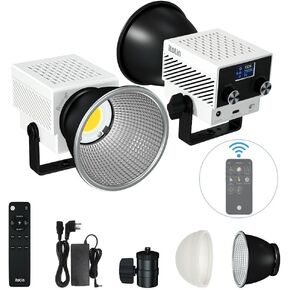 LED Video Light, 60W Mini COB Continuous Output Lighting Studio Photography Light, 2700K-7500K, CRI>96, TLCI>97, 2.4G/APP Control, 8 Lighting Effects (1 Pack, White)