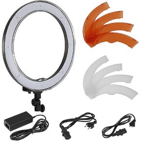 NEEWER 18" Ring Light, 58W 5500lx 5600K Dimmable CRI95 240 LEDs, Lighting with Cold Shoe Bi Color Filters Carry Bag Phone Holder for iPhone Selfie Makeup Studio Photography Video Recording, RL-18