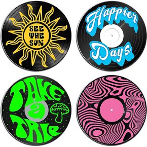 HK Studio Records Y2K Room Decor Aesthetic 12" Pack 4 - Dorm Decor, Downtown Girl Room Decor, Hippie Room Decor, Room Decor for Teen Girls