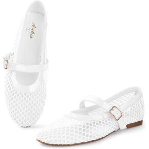 Ankis Mesh Flats Sandals for Women, Black Mesh Ballet Womens Flat Sandals Comfortable Mary Jane Fishnet Flat Shoes for 2025 Dressy Summer