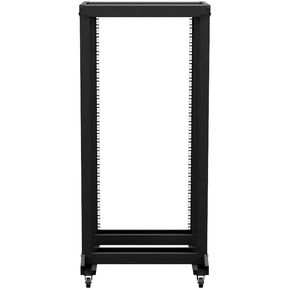 NavePoint 4-Post Adjustable Rack, 37U, Cage Nuts, Includes Casters, Black, SRB Series
