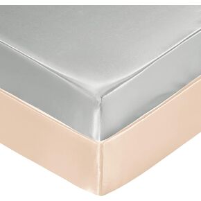 SiinvdaBZX 2 Pcs Satin Mini Crib Sheets 38 x 24In, Silky Soft Mini Portable Crib Sheets Mattress Cover Portable Playard Sheets with 5In Deep Pocket, Great for Baby Hair (Light Grey & Blush)