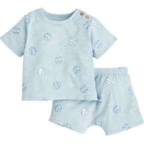 Mud Pie Children's Baseball Baby Short Set; 9-12M