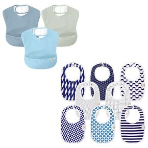 KeaBabies 3-Pack Waterproof Baby Bibs for Eating and 8-Pack Baby Bibs for Girls & Boys - Lightweight Baby Bib with Food Catcher - Teething Baby Bibs for Boy, Girl - Mess Proof Toddler Bibs