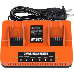 Energup 2Port WA3875 Charger for Worx 20v Battery WA3525, WA3520, WA3575, WA357, Dual Port WA3875 Quick Charger for Worx Battery 20v