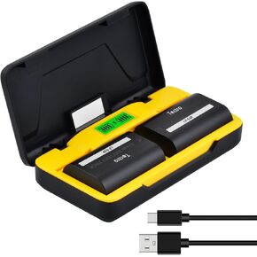 Tectra 2-Pack LP-E6 LP-E6P Battery and PD 20W Fast Dual Charger Case for Canon EOS R, R5, R5 II, R6, R6 II, R7, 90D, 60D, 70D, 80D, 5D Mark II III IV, 6D, 6D II, 7D, 7D II, XC10, XC15 Cameras